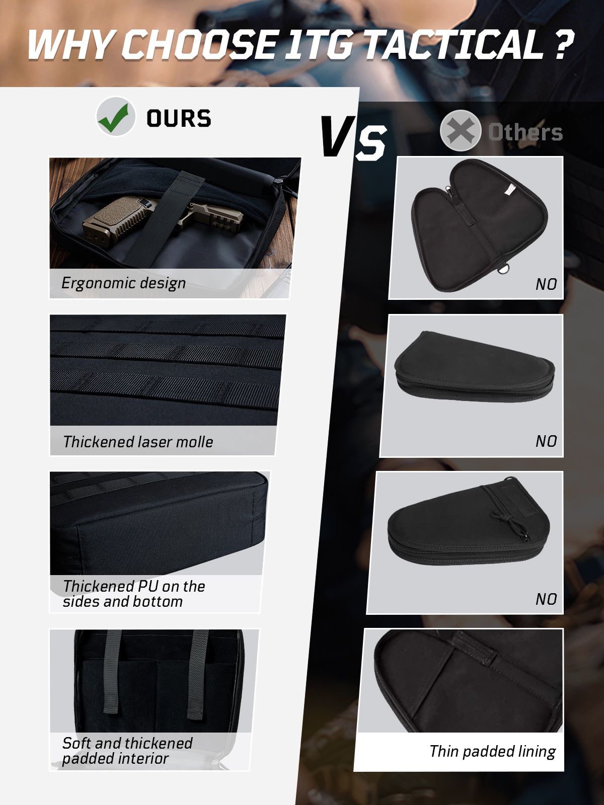 1TG Tactical Thickened Handle Pad Pistol Bag